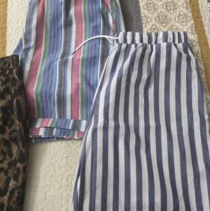 SHEIN Navy and White Vertical Stripe Bermuda Shorts